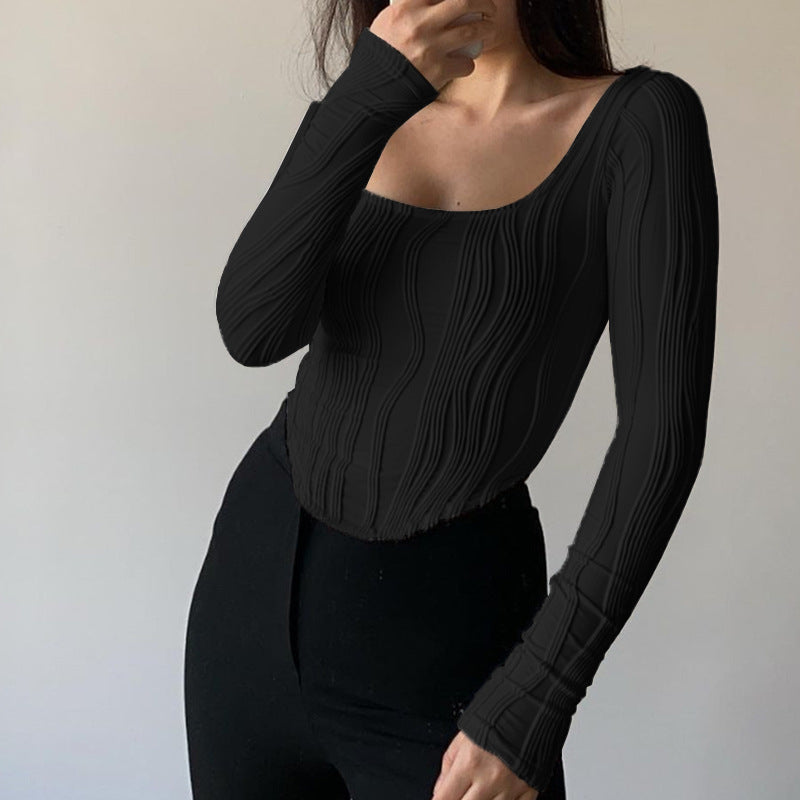 Camisa com decote U ,Manga Longa - O Retalho