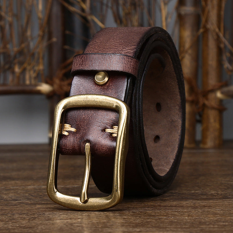 Cinto masculino de couro vintage envelhecido - O Retalho