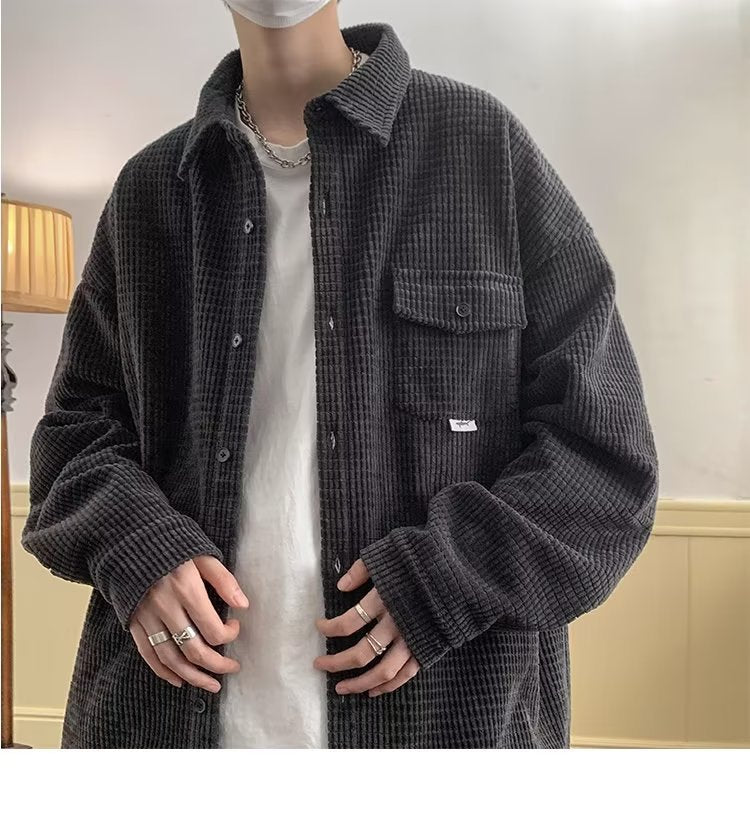 Corduroy Shirt Men's Warm Jacket Casual Shirt - O Retalho