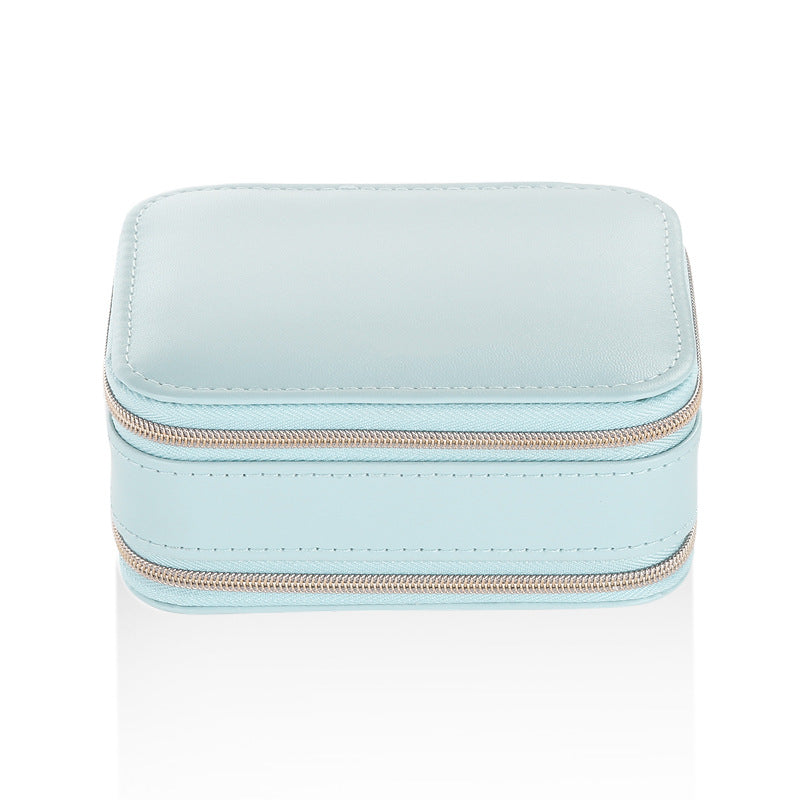 Simple Zipper Leather Jewelry Box Storage - O Retalho