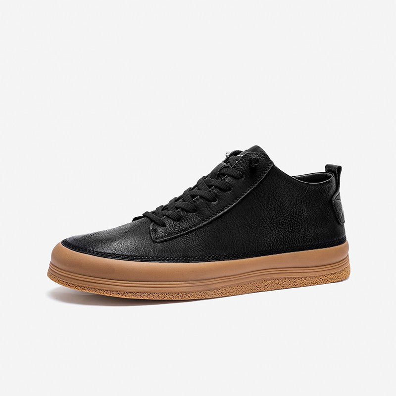 Sapatos casuais masculinos de couro com sola macia - O Retalho