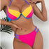 Women's Fashion Temperament Color Matching Triangle High Waist Bikini Swimsuit Two-piece