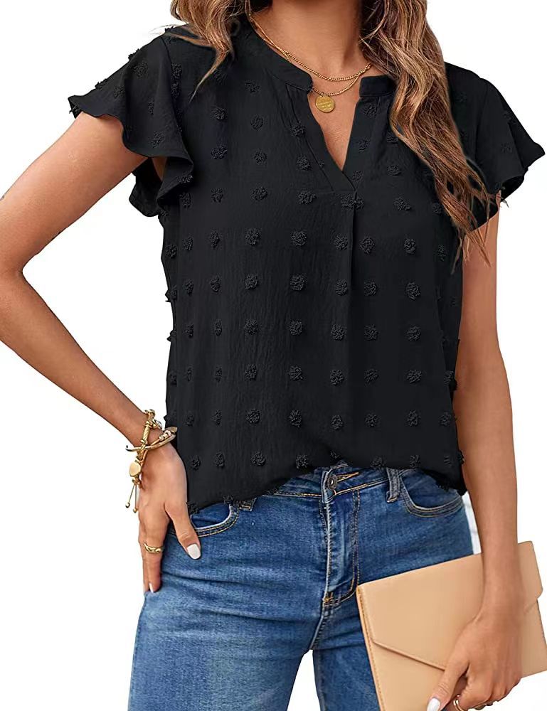 Camisa com V Pescoço Manga Curta - O Retalho