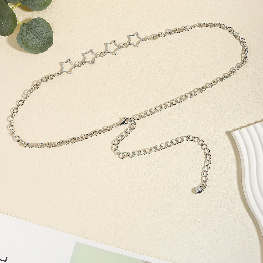 Simple Fashion Men And Women Star Metal Waist Chain Sexy Cutout Five-pointed Star Body Chain Jeans Dress Accessories - O Retalho
