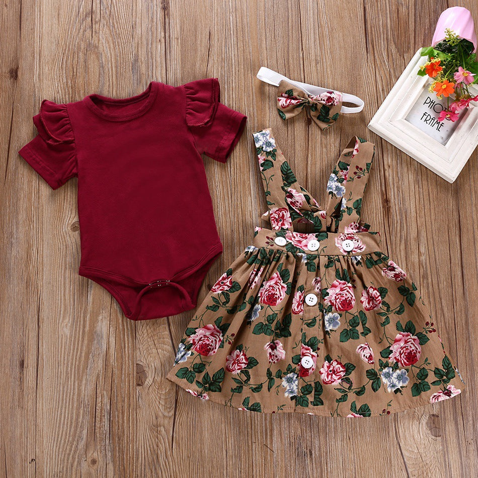 Printed suspender skirt two-piece suit - O Retalho