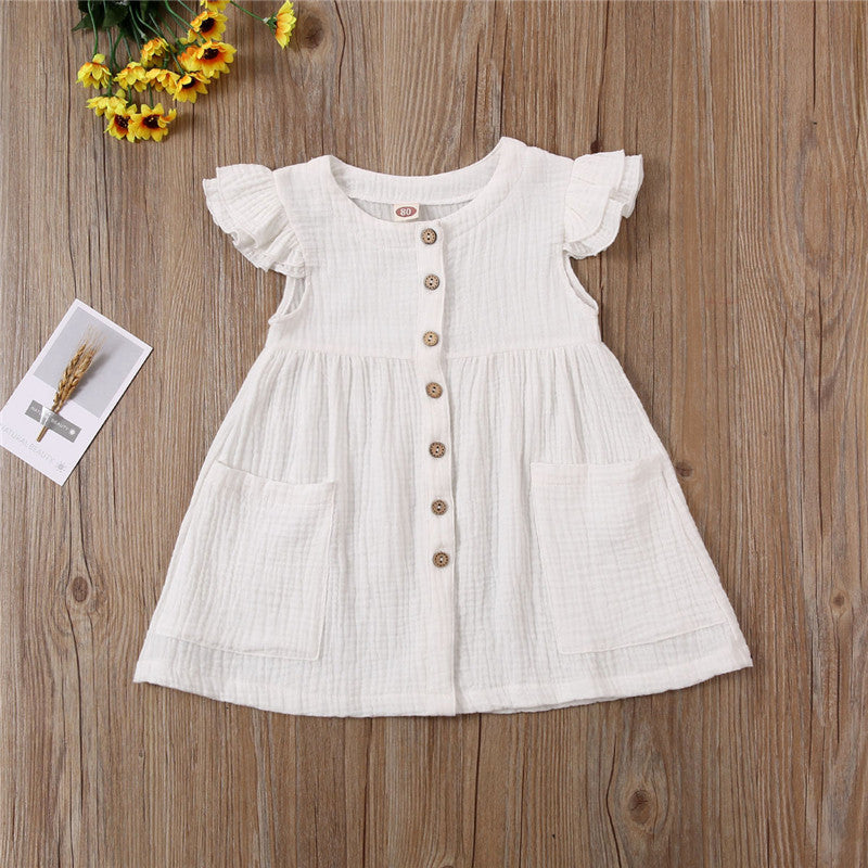 Vestido de manga curta de algodão para meninas - O Retalho
