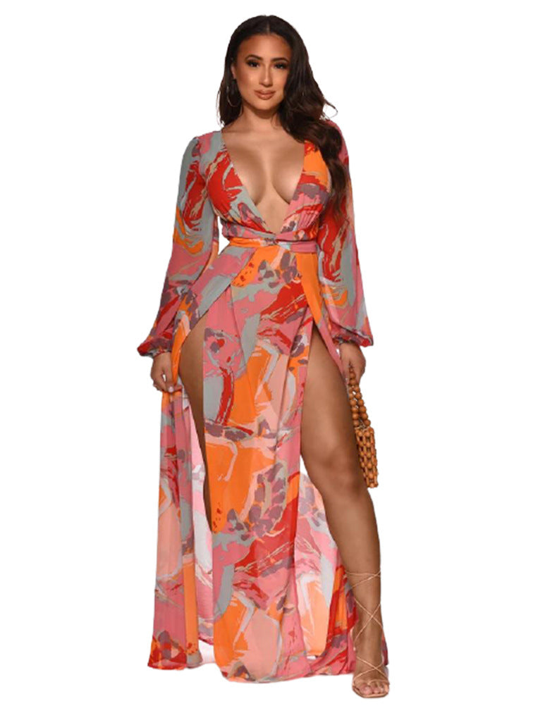Vestidos Femininos Estampados De Manga Comprida - O Retalho