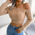 Crop top manga cumprida ombro irregular - O Retalho