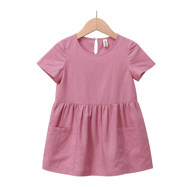 Vestido para meninas com design top e bolsos - O Retalho