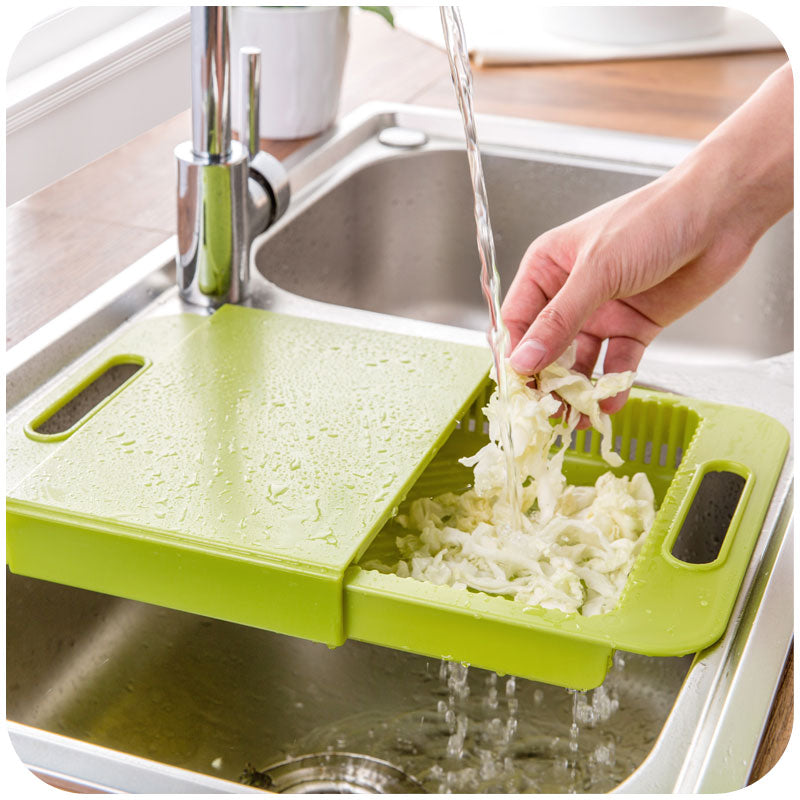 Tábua de Cortar Multifuncional com Cesta de Drenagem para Cozinha - Prática e Versátil - O Retalho