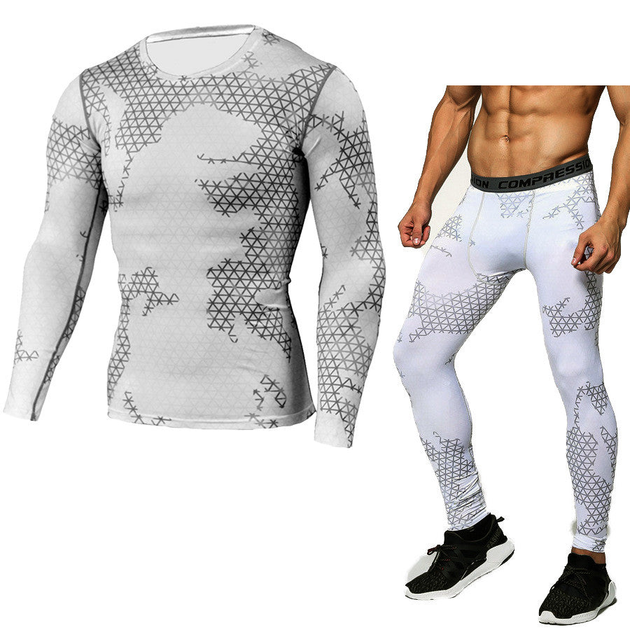 Conjunto de Compressão Camuflado para Esportes - Manga Longa e Calça Justa - O Retalho