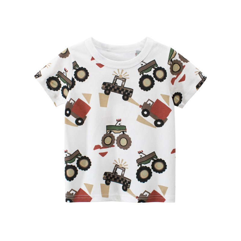 😻Camiseta de manga curta para criança com desenho de carro - O Retalho