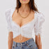 Blusa de Manga Curta com Gola Quadrada - O Retalho
