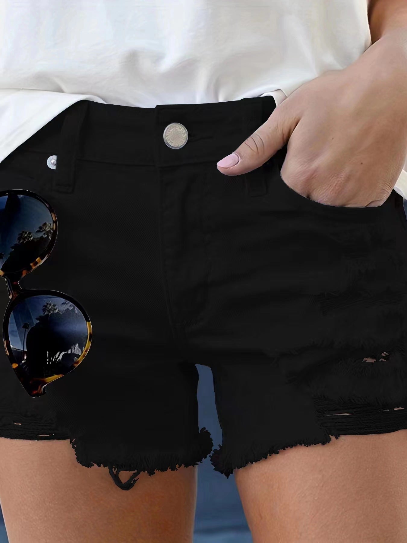 Shorts de jeans de Cintura Alta para Mulheres - O Retalho