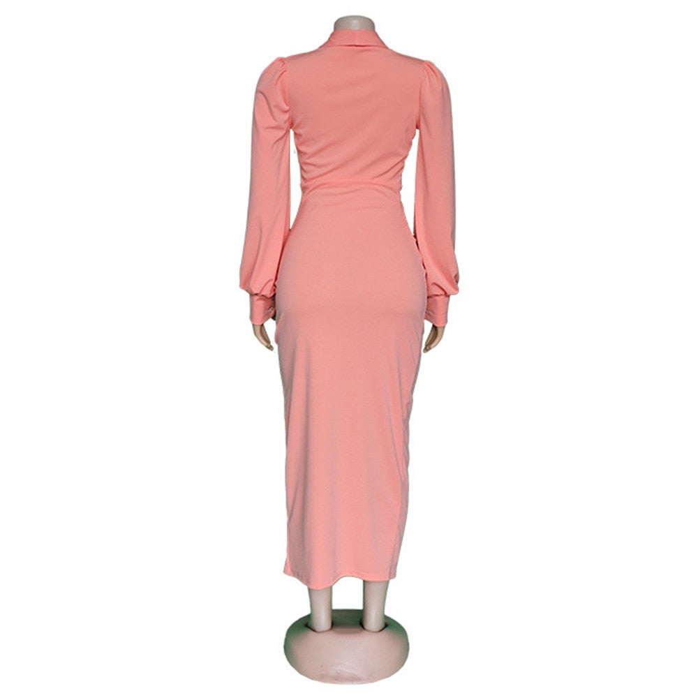 Vestido rosa de mangas compridas - O Retalho
