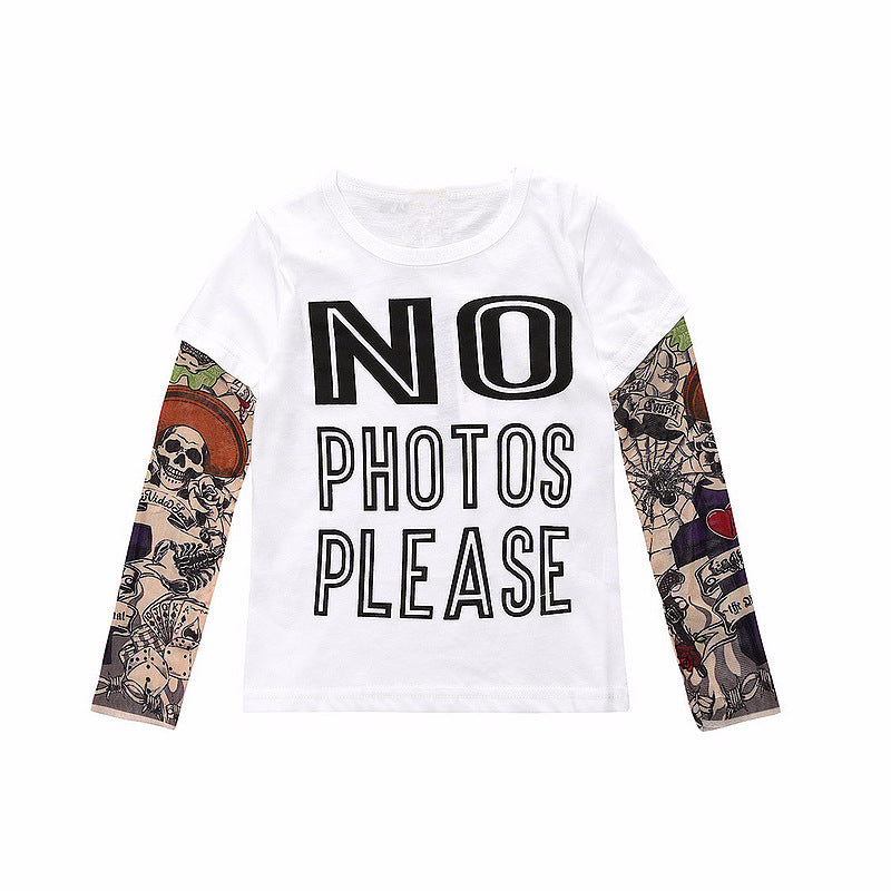 Tattoo long sleeve stitching top - O Retalho