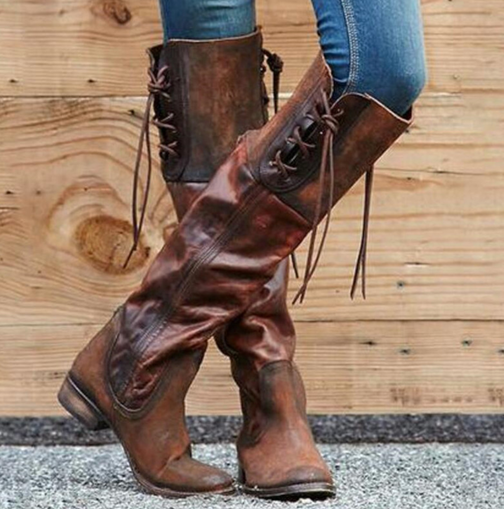 New product square heel mid-heel high boots women - O Retalho