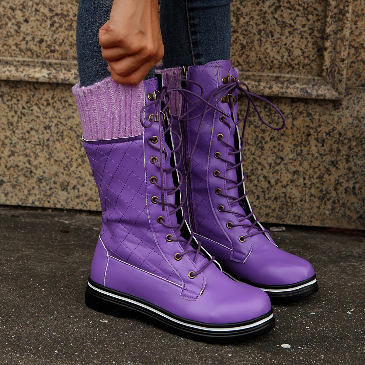 Botas de Cowboy de Cano Médio com Amarração para Mulheres - O Retalho