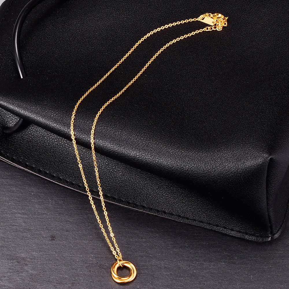 Colar Dourado de Três Anéis Para Mulheres - O Retalho