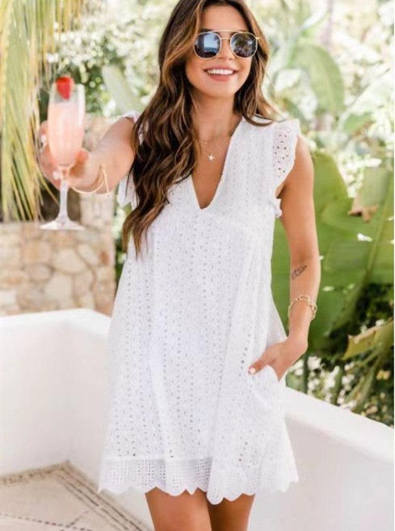 Vestidos de renda com bolso, sem mangas - O Retalho