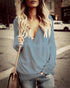 V-neck long-sleeved t-shirt women loose clothes - O Retalho