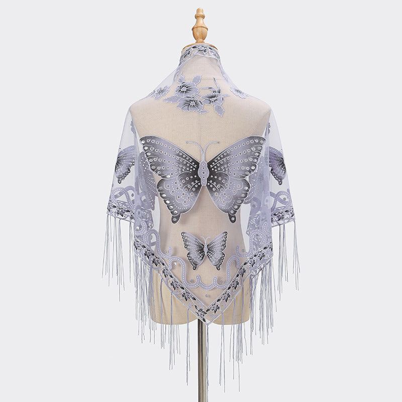 Lace Hollow-out Solid Color Triangle Women's Scarf - O Retalho