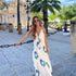 Vestido com Estampa de flores azuis - O Retalho