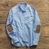 Elbow Patch Long Sleeve Shirt Men's Lapel Japanese-style Retro - O Retalho