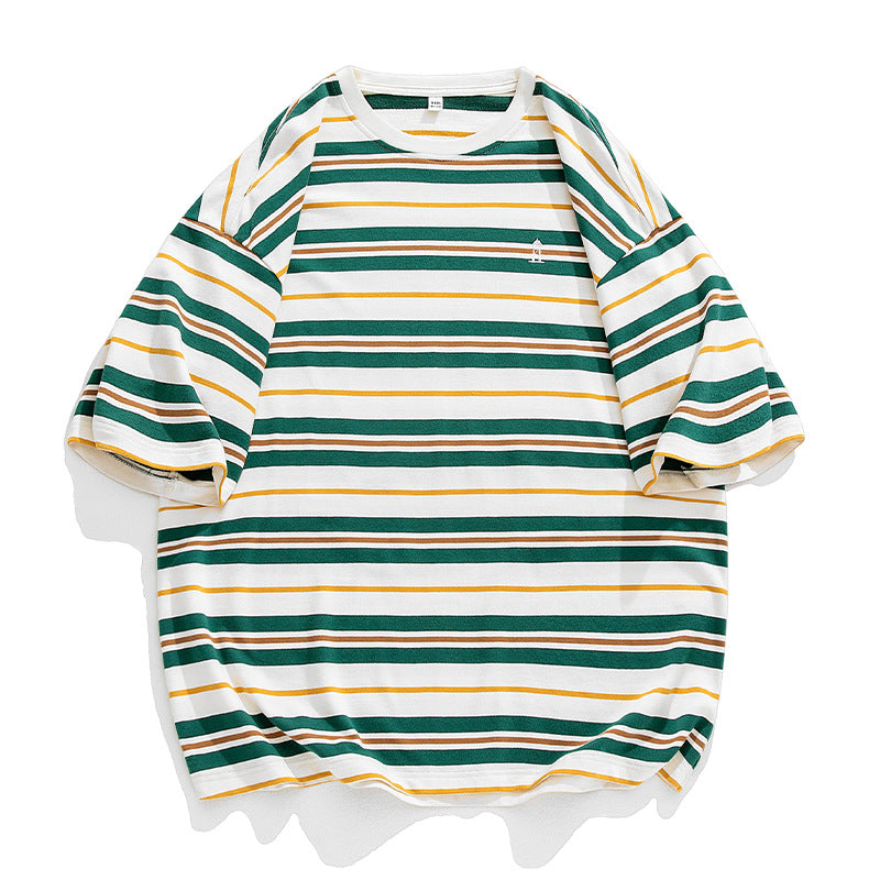 🥵camiseta masculina para Verão estilo solto e bordado casal manga curta - O Retalho