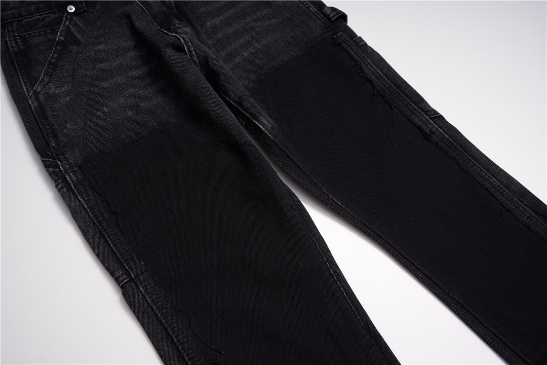 Calças Jeans com Patchwork Micro Flare e Barra Desfiada - O Retalho