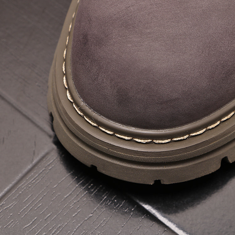 Botas casuais de couro com elástico nas laterais - O Retalho