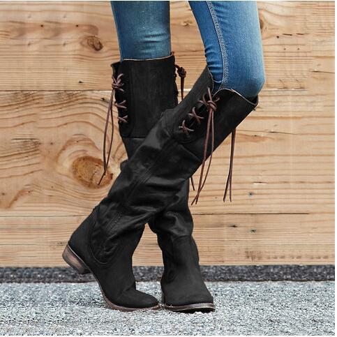 New product square heel mid-heel high boots women - O Retalho