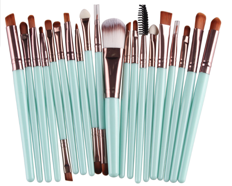 Conjunto de pincéis de maquiagem: pincel para pó solto, pincel de blush e pincel de sombra. - O Retalho
