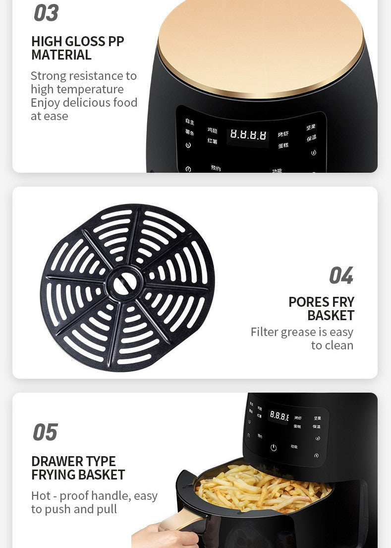 Fritadeira Elétrica Inteligente Smart Touch para Casa (Air Fryer)