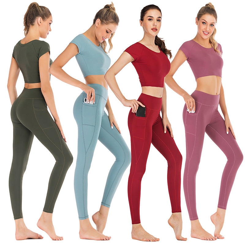 Conjunto de Roupas de Yoga com Bolsos para Mulheres - Tecido Lycra para Máximo Conforto - O Retalho