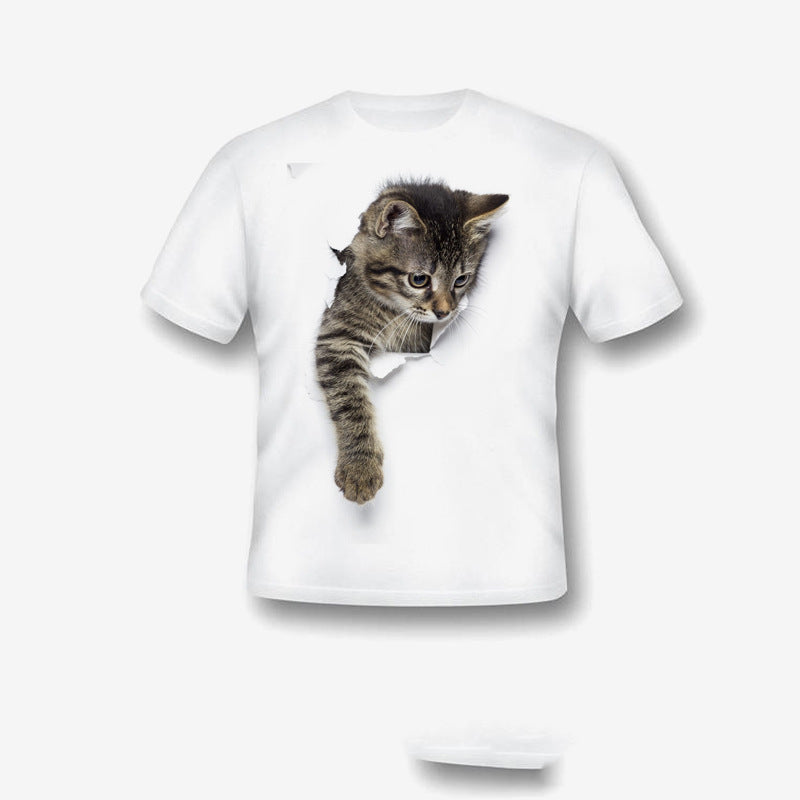 🐯Camiseta para meninos com Estampa de 3D Gato - O Retalho