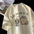 Women's Printed Hong Kong Style Half Sleeve Loose Cotton Short Sleeve - O Retalho