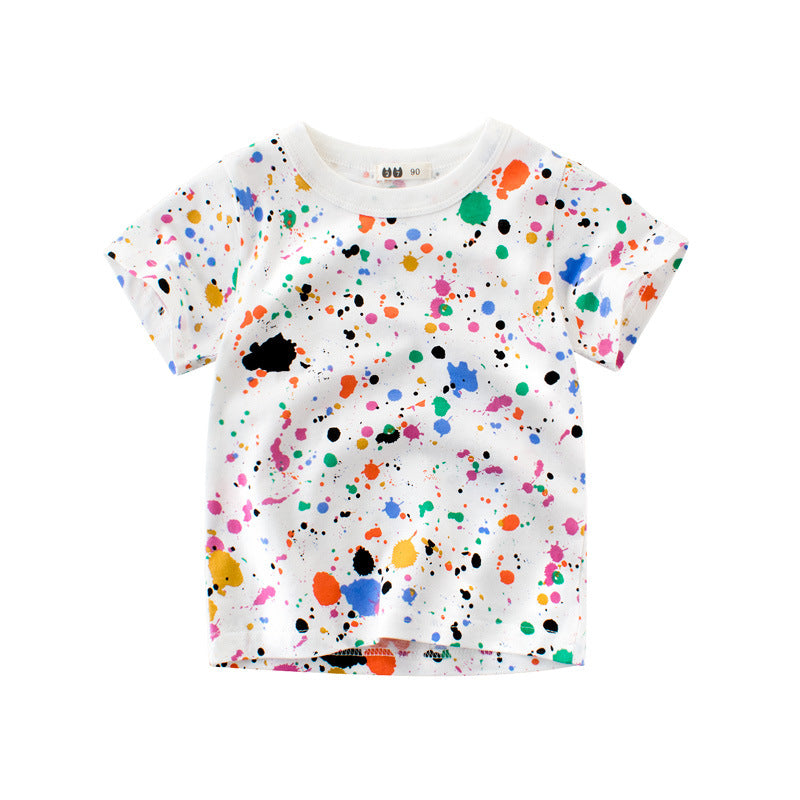Camiseta para meninos chapiscada com cores variadas - O Retalho