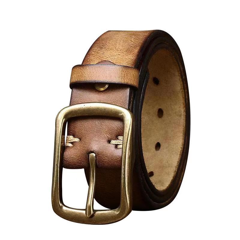 Cinto masculino de couro vintage envelhecido - O Retalho