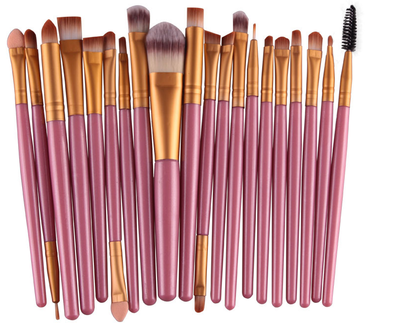 Conjunto de pincéis de maquiagem: pincel para pó solto, pincel de blush e pincel de sombra. - O Retalho