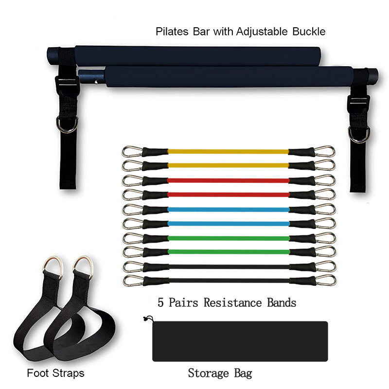 Fitness yoga pilates barra portátil acessórios de ginásio, esporte elástico musculação faixas resistência para treinador em casa - O Retalho