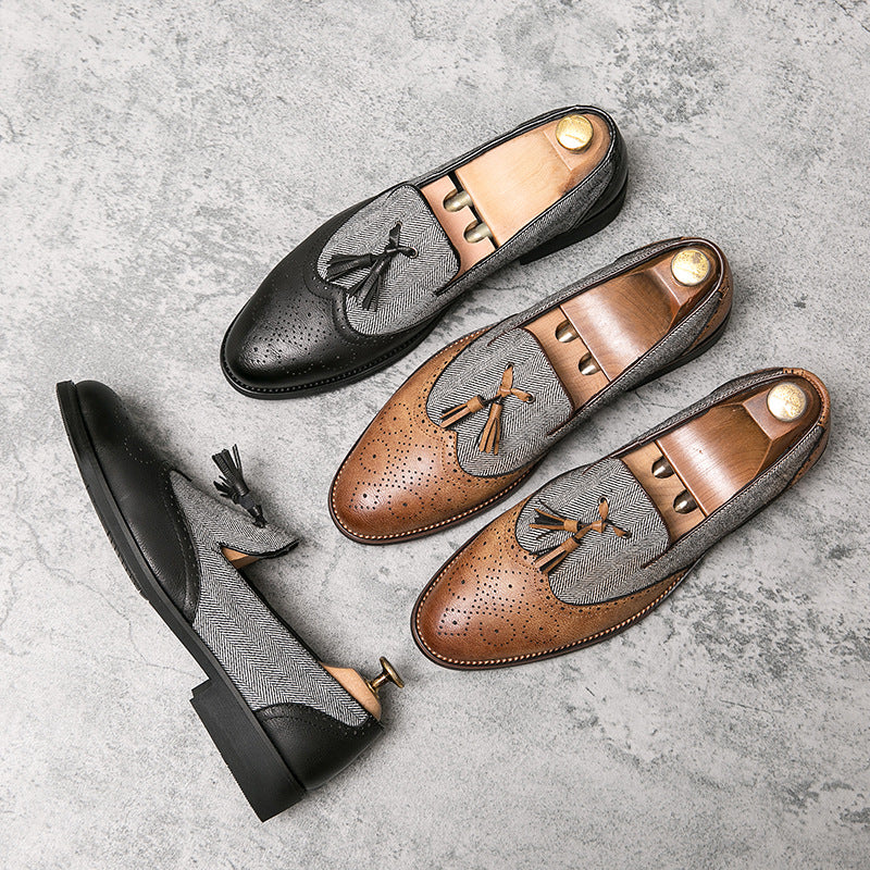 Sapatos casuais britânicos versáteis de couro para homens - O Retalho
