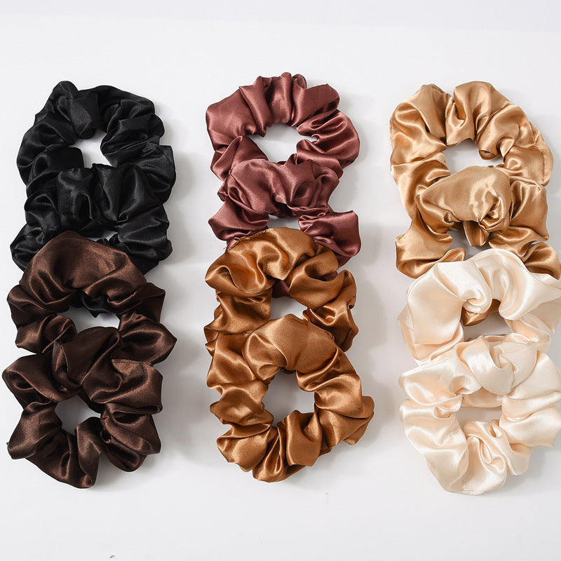 Satin Cloth Large Intestine Circle Hair Tie Set Solid Color - O Retalho