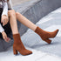 Martin boots women suede pointed high heel thick heel - O Retalho