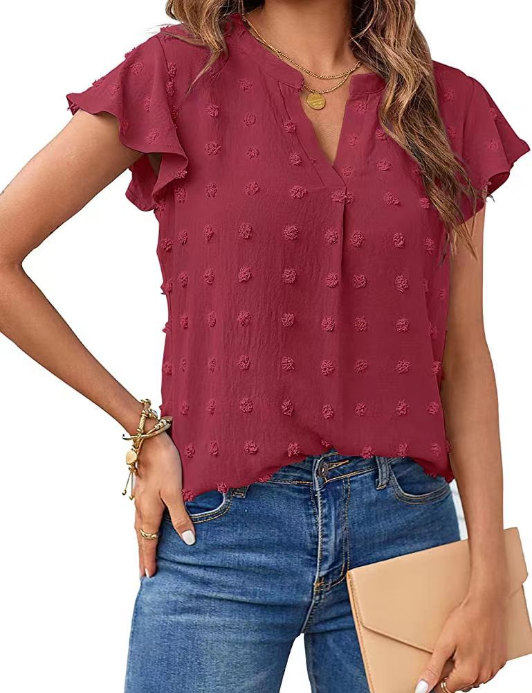 Camisa com V Pescoço Manga Curta - O Retalho