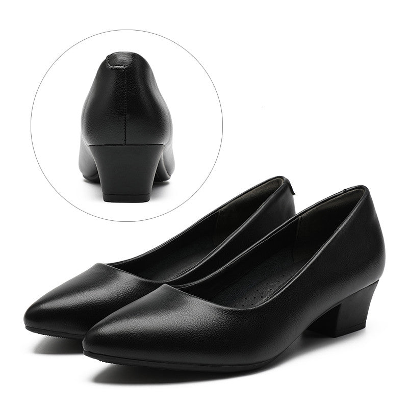 Sapatos de Trabalho de Couro Feminino Preto - O Retalho