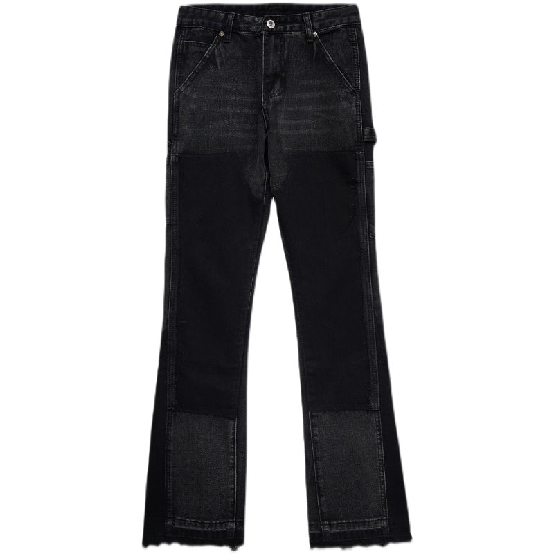 Calças Jeans com Patchwork Micro Flare e Barra Desfiada - O Retalho