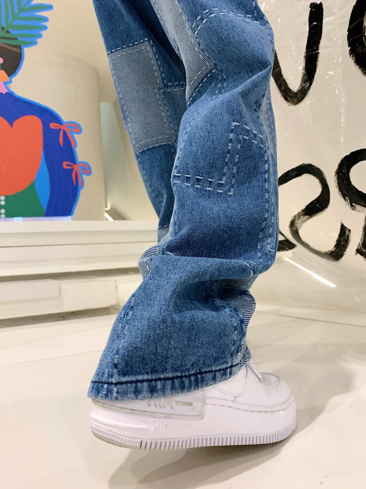Calça com estampas jeans Largo para mulher - O Retalho