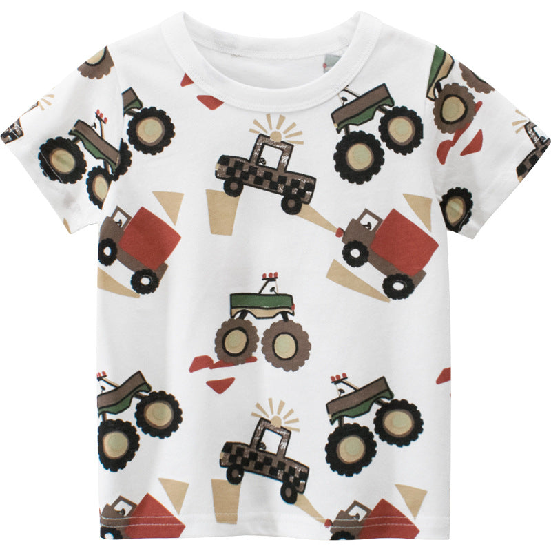 😻Camiseta de manga curta para criança com desenho de carro - O Retalho