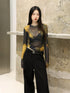 Women's Spaghetti-strap Floral Print Mesh Bottoming Shirt - O Retalho